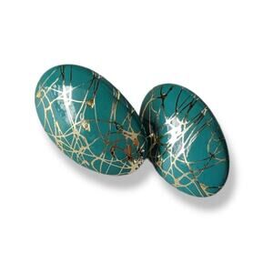 80s style silver splatter paint turquoise earrings